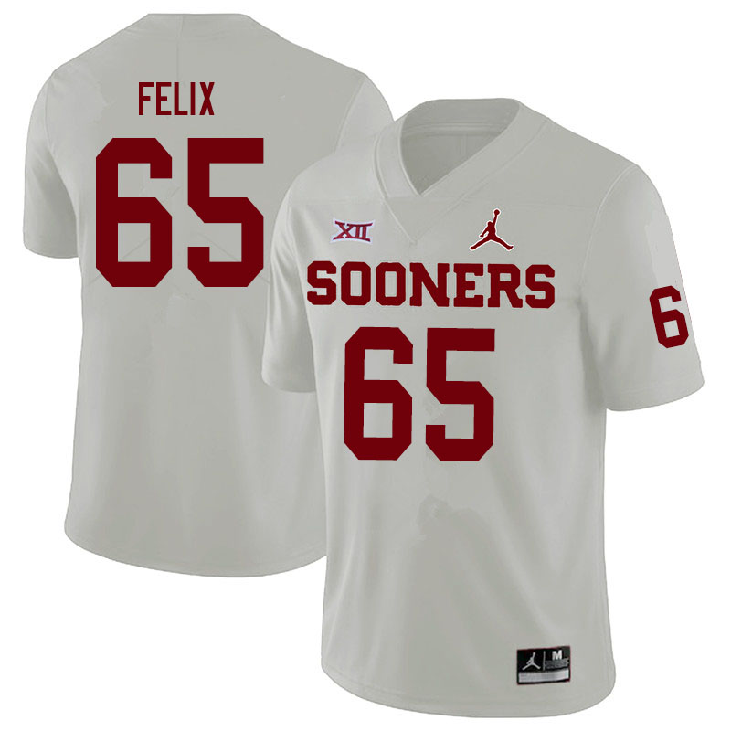 Men #65 Finley Felix Oklahoma Sooners Jordan Brand College Football Jerseys Sale-White - Click Image to Close